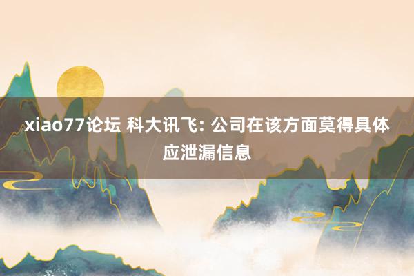 xiao77论坛 科大讯飞: 公司在该方面莫得具体应泄漏信息