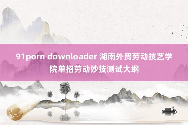 91porn downloader 湖南外贸劳动技艺学院单招劳动妙技测试大纲