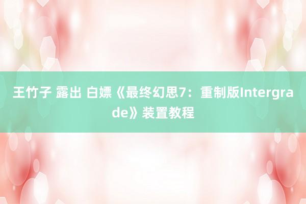 王竹子 露出 白嫖《最终幻思7:重制版Intergrade》装置教程