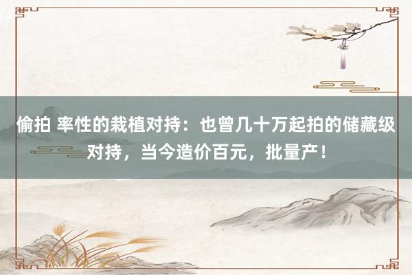偷拍 率性的栽植对持:也曾几十万起拍的储藏级对持,当今造价百元,批量产!
