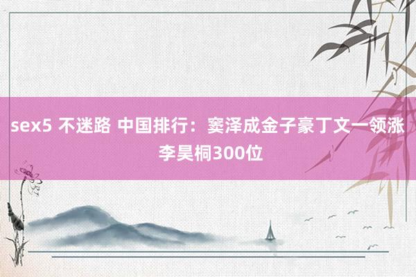 sex5 不迷路 中国排行:窦泽成金子豪丁文一领涨 李昊桐300位