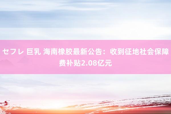 セフレ 巨乳 海南橡胶最新公告：收到征地社会保障费补贴2.08亿元