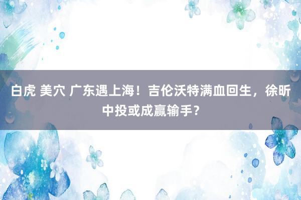 白虎 美穴 广东遇上海!吉伦沃特满血回生,徐昕中投或成赢输手?