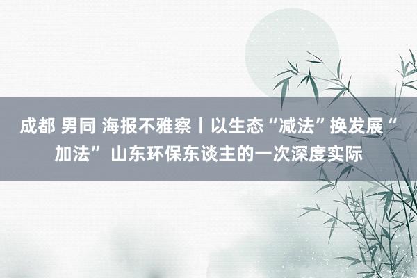 成都 男同 海报不雅察丨以生态“减法”换发展“加法” 山东环保东谈主的一次深度实际